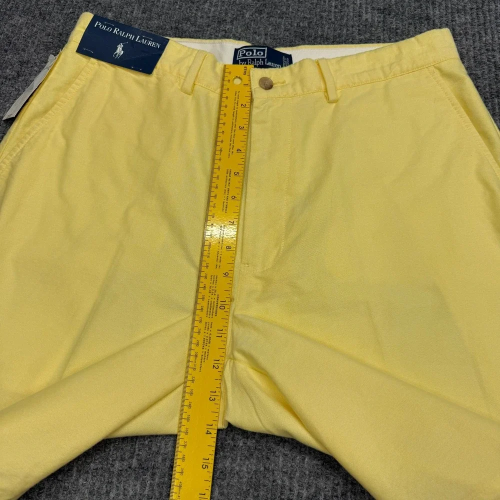 NWT Vtg Polo Ralph Lauren Yellow Cotton Flat Front Chino Shorts Mens 32x9.5 In